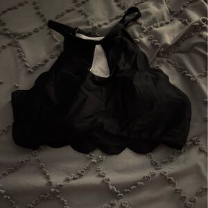 Elegant Black Scalloped swim top